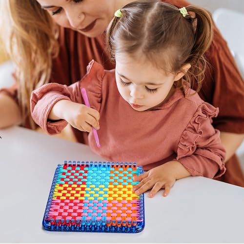 REENLIV Upgraded Weaving Loom Kit Toys for Kids & Adults, DIY Arts & Crafts | Easy Potholder Loom Knitting Activity for Beginners, Ideal Gifts for Girls Ages 5 6 7 8-12 13 Years Old, 252 Craft Loops - color: Blue