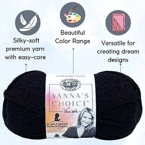 Lion Brand Yarn Vanna'S Choice 860-153 Black | 3 Skeins, Same Dye Lot, Project Bag, CYC #4 Worsted, 100% Acrylic, Ideal for Crochet, Knitting Blankets, Hats, Scarves - color: 860-153-Black