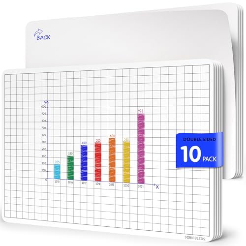 SCRIBBLEDO Grid Dry Erase Sheets 9”x12” Math Practice Small White Board Sheets Math Manipulatives Quad Graph Whiteboard Sheets Math Supplies Homeschool Teacher Students Classroom Pack of 10 - color: Large Grids