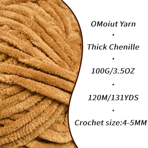 Fluffy Velvet Yarn for Crocheting, Chunky Chenille Baby Blanket Yarn for Crocheting, Soft Fuzzy Puzzle Yarn for Knitting, 100g/3.53oz Bulky Thick Amigurumi Crochet Yarn（Brown） - color: Brown