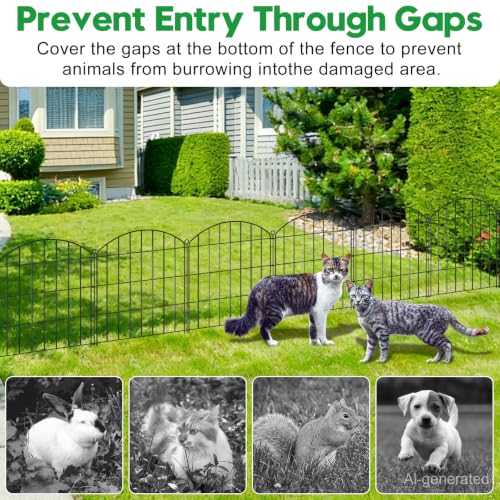 Decorative Garden Fence 24in (H) x16ft (L),Arched Rustproof Metal No Dig | Small Fence for Dogs & Rabbit,Ornamental Animal Barrier for Flower Beds,Border Panels Fencing for Yard & Patio Outdoor Decor - size: 10 Panels-24in(H) x 16ft(L) without Gate