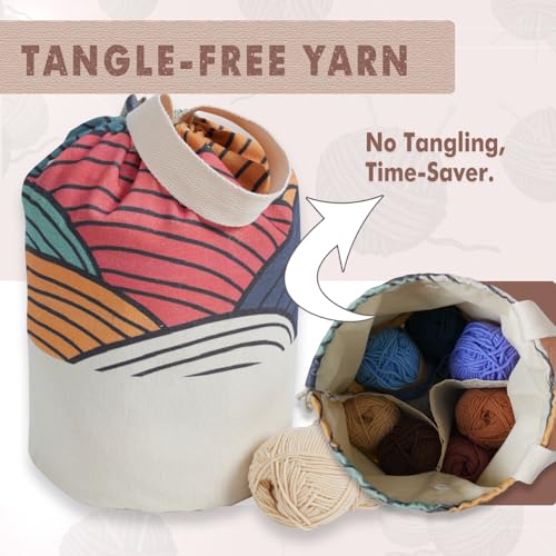 TOGETRUE Yarn Bag, Knitting Crochet Bag, Portable Yarn Storage Bags Organizer for Crocheting Project, Store Skein Ball, Short Knitting Needle (Medium, Color Arc) - color: Color Arc, size: Medium