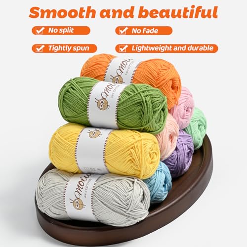15 Pack 100% Milk Cotton Yarn for Crocheting, 750g/1968.5yd Baby Yarn for Crocheting Soft, Fuzzy 5 Ply Cotton Crochet Amigurumi Yarn for Puzzle/Clothes&Crafts(Set A) - color: 15 A