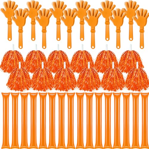 40 Pcs Orange Hand Clappers and orange Thunder Sticks Pom Poms cheerleading Noise Makers for Sporting Events Football Games School Team Spirit Items Party Favors Dance - style: orange