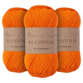 Re-Cotton Knitting Yarn 3X 100g / 3.52oz (Pumpkin Orange, 3 Pack) - color: Pumpkin Orange