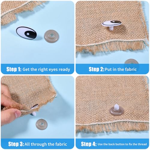GLOBLELAND 140 Set 6 Sizes Black Eye Safety Craft Eyes Plastic Doll Craft Round Safety Eyes DIY Accessories with Spacer for DIY Doll Bear Puppet Plush Animal Making