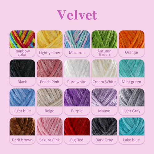 Plush Chunky Chenille Yarn, Fluffy Velvet Yarn for Crocheting, Soft Thick Bulky Yarn for Knitting and Making Clothes, Hats, Scarves, Blankets, Cushions (3.5oz 196.8yds Each) (Light Blue) - color: Light Blue