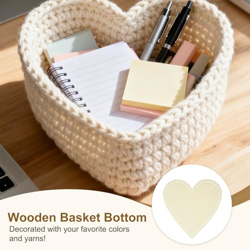 PATIKIL 8Pcs Crochet Basket Base, 10 x 10 Inch Heart Shape Basket Bottoms Shaper Blank Wooden Base Bag Making Supplies Weaving Knitting Kit for DIY Crochet Shoulder Bag Handbag Purse Craft - size: 10 x 10"