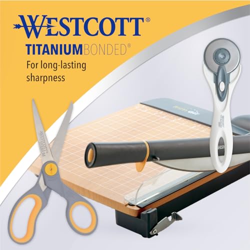 Westcott 8-Inch Titanium-Bonded Scissors with Adjustable Glide Feature for Office and Home - Gray/Yellow - size: 1-Pack