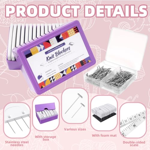 Uotey 130Pcs Knit Blocking Pins Kit for Blocking Knitting Crochet