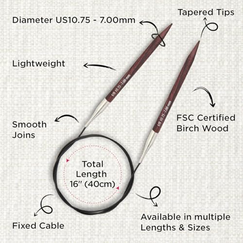 KnitPro Dreamz Fixed Circular Needles 16" (40cm) | US Size 10.75 (7mm) - size: US 10.75 (7mm)