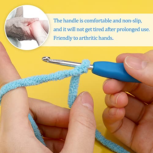 QMNNMA 4 mm Crochet Hook, Ergonomic Crochet Hooks for Arthritic Hands | Crochet Needles for Yarn, Extra Long Knitting Needles for Beginners and Crocheting Yarn, Good for Making Blankets - size: 4mm