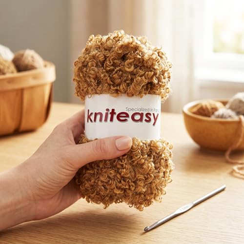 Teddy Fur Curly Yarn, 3 Skeins (150g/5.3oz Total, 15mm Thick), Chunky Faux Fur Eyelash Yarn, Super Soft Fluffy Yarn for Doll Hair Weaving, Crochet, Knitting, Amigurumi (Brown) - color: Brown