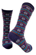 Alpaca Wool Designer Novelty Crew socks are Cozy, Warm and Colorful - Starry Stripe - color: Purple, size: Large