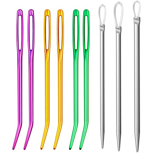 Wool Needles Colorful Bent Tip Tapestry Needles Large-Eye Aluminium Sewing Knitting Needles