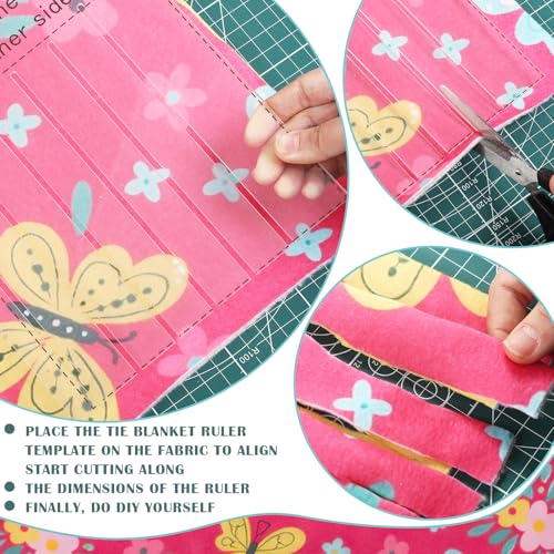 HunnmingRe 3 Pcs No Sew Blanket Kit,Butterfly and Flowers,Rose Pink | DIY Fleece Tie Blankets Kit Include 50x60 Inch No Sew Fleece Fabric and Ruler Template DIY Throw Making for Bed Couch - color: Rose Pink, style: Butterfly and Flowers
