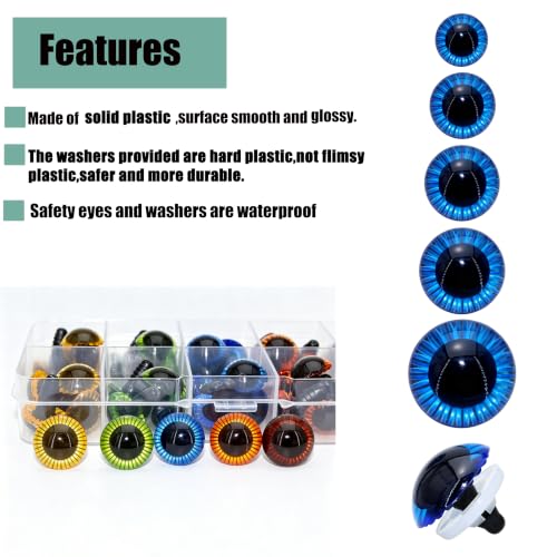 ARTCXC 50pcs 5size 11-23mm Safety Eyes for Crocheting | 50pcs Eyes + 50pcs Washers,Premium Material, Flower Texture Designed, for DIY Amigurumi Decor - color: Blue