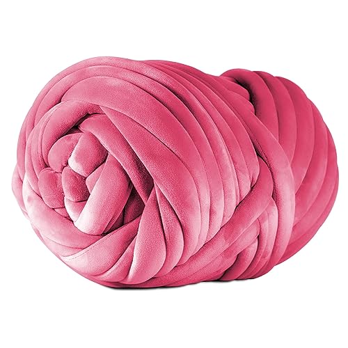 Super Soft Velvet Bulky Yarn, Dark Pink, 2.2 LBS, 36 Yards | Hand Knitting, Arm Knitting, For Blanket, Pillows, Handbag, Chunky Braided Knot Throw, Weave Craft Crochet - color: Dark Pink (Velvet)
