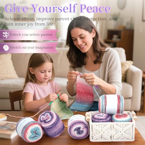 Aeelike Cake Yarn for Crocheting, Soft Ombre Crochet Yarn, Purple | 6 PCS #3 Light weight 100g(3.52oz) 245m( 267yards), 60% Cotton Blend Gradient Yarn for Blanket Scarves DIY Crafts, Ideal Gift - color: Purple Gradient, size: 6 pcs