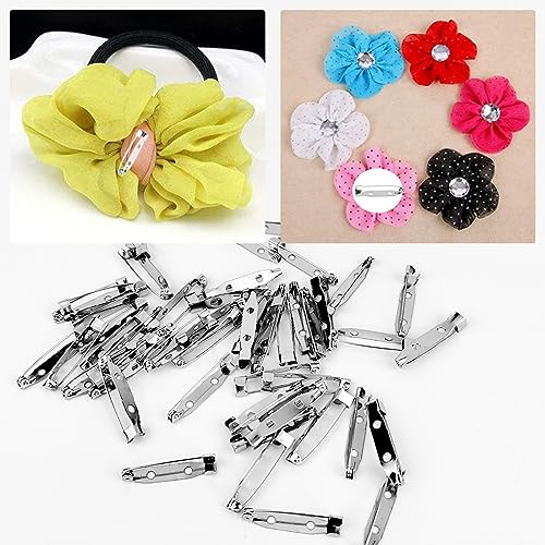 50 Pcs Silver Bar Pins, Safety Pins - Secure Back Clasp - Reliable Brooch Pins for Various Uses Locking Pins Backs Safety Clasp Brooch (32MM, Silver) - size: 32MM