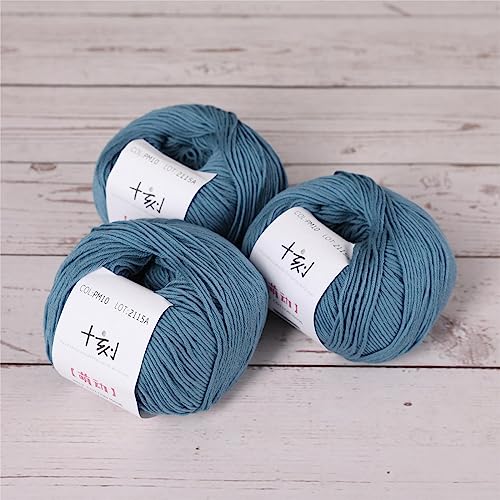 Fine Weight Knitted and Crocheted Cotton Yarn, 100% Long Staple Cotton Yarn, Baby Sports, 2 Packages of 100g/3.52oz (Per Skein 50g/162yards) - Blue Shadow - color: PM10-Blue Shadow
