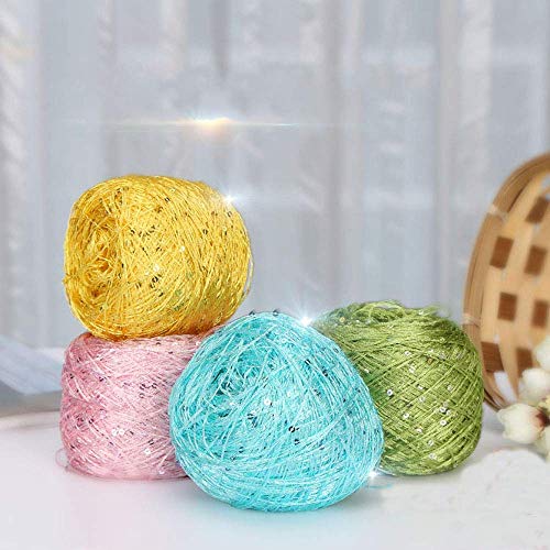 Clisil Gold Sequin & Sparkle Yarn - Polyester Art Yarn, 200g - color: Gold, size: 200g
