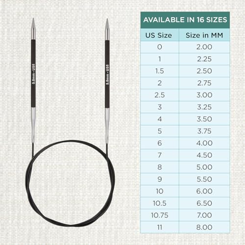 KnitPro Karbonz Fixed Circular Needle 32"(80cm) | US Size 8 (5mm) - size: US 8 (5mm)