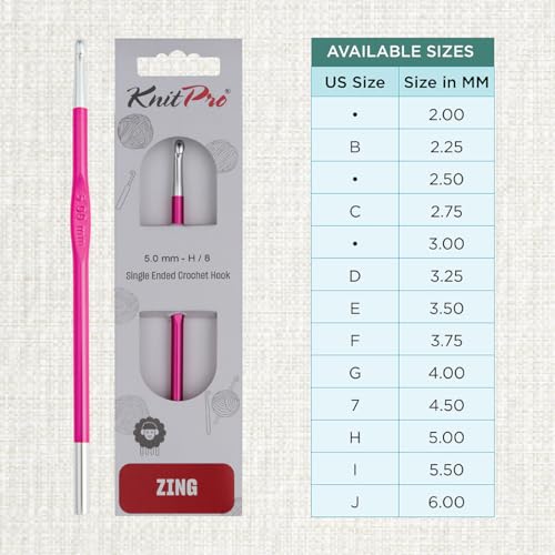 KnitPro Zing Single-Ended Crochet Hook | US Size H (5mm) - size: US Size H (5mm)