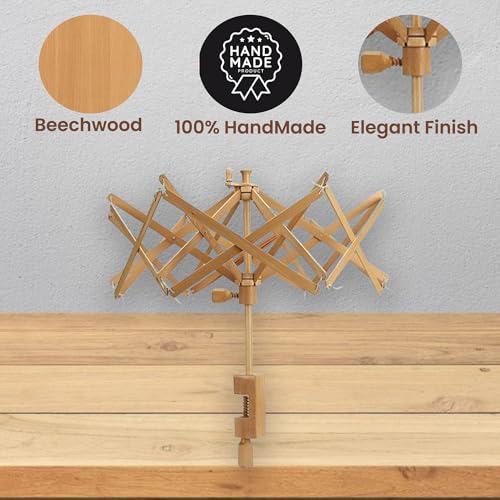Hand Operated Yarn Ball Winder | Swift, Yarn, Wool, and String Holder| Knitting & Crochet Accessories Galaxy Indiacraft (Natural Rosewood)… - color: Umbrella Swft Natural Beechwood