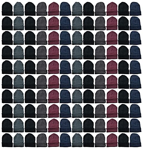 Yacht & Smith Wholesale Beanie and Glove Winter Bulk Kit, Kids Adults Bulk Sets, Homeless Donation Shelters - color: 180 Packs Adult Assorted Beanies
