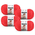 Skinny Chenille Yarn for Crocheting, #2 Red Thin Baby Blanket Plush Yarn | 4 Pack of 158 Yds, 1.7 Oz Sport Fingering Weight Fine Yarn, Soft Fluffy Velvet Yarn for Crochet knitting Blankets, Amigurumi - color: Red