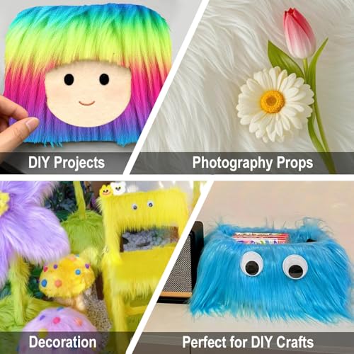 Rainbow A 2x60Inch Faux Fur Shaggy Plush Faux Fur, Fabric Precut Strips Fluffy Fuzzy Faux Fur, Craft Beard Hair, Beard Miniature Dolls Rugs Mats Gift, Winter Halloween Christmas Costume Party Decor - color: Rainbow a