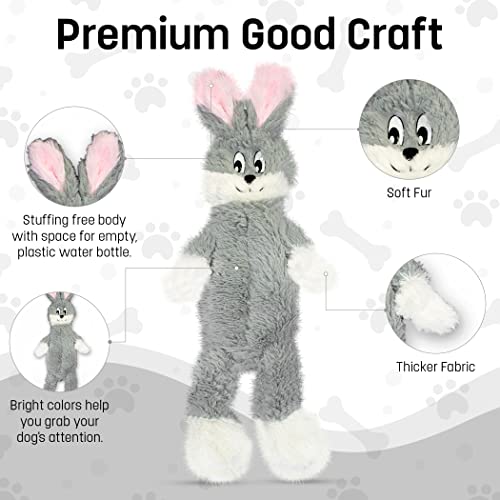 FGA MARKETPLACE Frog-Grey Rabbit-Duck Flat NO Stuffing NO Squeak Plush Dog Toy, Funny Style Will Entertain Your Pet for Hours, Recommended for Small and Medium Dog 21 INCH Long - color: FROG GREY RABBIT DUCK