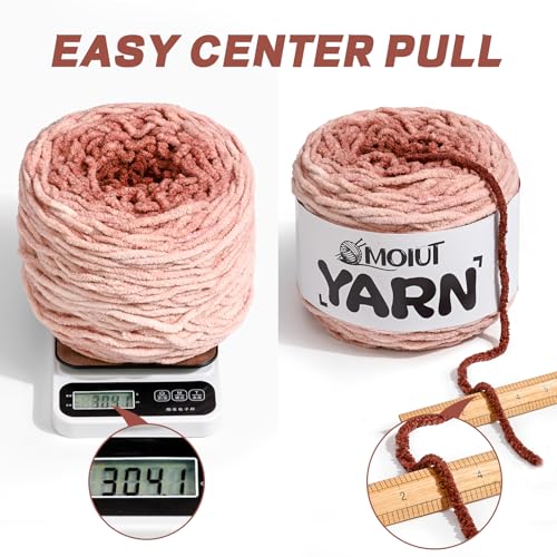Blanket Perfect Ombre Cake Yarn - Baby Yarn for Crocheting Soft - 3 Pack of 10.6oz/300g - #6 Super Bulky - 197 Yards for Knitting, Crafts & Amigurumi, Chunky Chenille Yarn(3 Milk Coffee) - color: 3 Milk Coffee