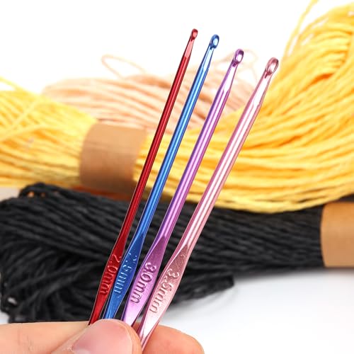 8pcs Colorful Crochet Hook Set Aluminum Handle Knitting Crochet Needles Sweater DIY Hooks Set Metal Sewing Hook Knitting Tool