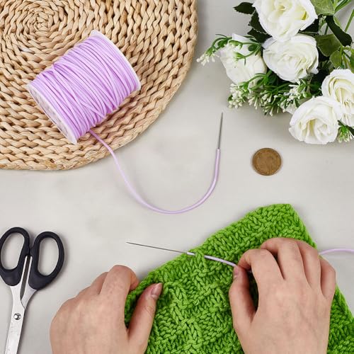 CRASPIRE 54.68 Yards 2mm Hollow Pipe Rubber Tube Cords Barber Cord for Knitting Purple Stitch Holder Tubing Keeper 1mm Hole Rubber Cord with Spool for Bracelet Jewelry Making DIY Crafts Bead Creation - color: Purple