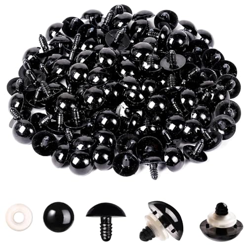 MUCUNNIA 400pcs 20mm Safety Eyes for Amigurumi with Washers Plastic Black Safety Eyes for Crochet Craft Safety Eyes for DIY Christmas Decorations Crochet Stuffed Animals Crafting - size: 20mm