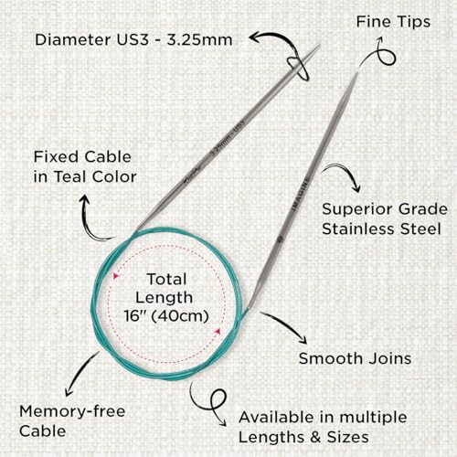 KnitPro The Mindful Collection Fixed Circular Needles 16" (40cm) | US Size 3 (3.25mm) - size: US 3 (3.35mm)