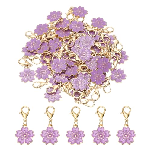 PATIKIL Flower Crochet Stitch Markers, Knitting Cherry Blossom Charm Marker for DIY Craft - color: Purple