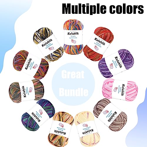 500g(10x50g) Acrylic Yarn for Crocheting and Knitting, Colorful Gradient Yarn Thread, 10 Rolls Skeins, Multicolor Hilo Acrílico, Perfect for DIY Crafts Project-16