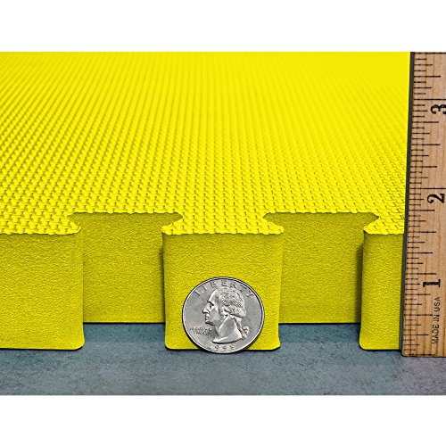 Meister X-Thick 1.5" Interlocking EVA Foam Mats - YL - 36 Tiles (144 Sqft) | Extra-thick 2X cushioning w/ anti-slip grip. 2' x 2' puzzle mats for wrestling, MMA, gymnastics, home gyms and play areas - color: Yellow, size: 36 Tiles (144 Sqft)
