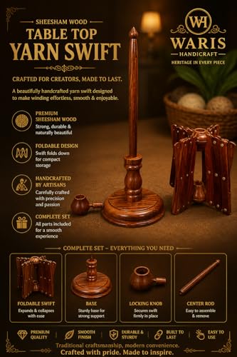 Wooden Yarn Ball Winder with Tabletop Umbrella Yarn Swift Combo, Handcrafted Solid Wood Yarn Winding Set, Adjustable Swift for Knitting, Crocheting & Fiber Arts, Easy Clamp-On Design