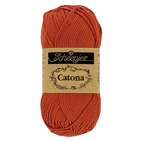 Scheepjes Catona 50 g Cotton Yarn, Color 388 Rust, 1 Skein - color: 388 Rust, size: 1x50g