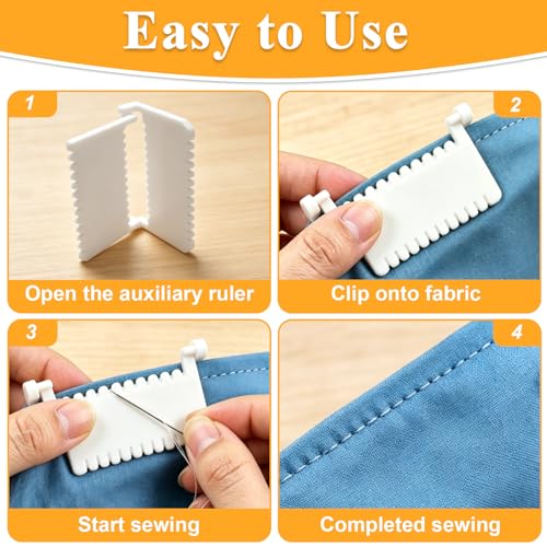 4 Pcs Clip-On Sewing Ruler, Edge Stitch Lock and Sewing Gauge for Even Stitches, Sewing Guides for Sewing Straight with 1.5mm,2mm,3mm,4mm Spacing, Hand Sewing Guide Tool for Embroidery, Mending