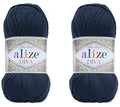 Alize Diva Microfiber Acrylic Yarn - Silk Effect Thread for Crochet & Lace Craft - 2 Skeins, 200gr, 767 yds (Navy)