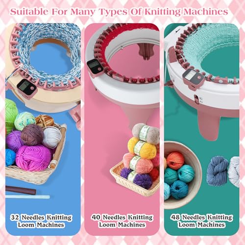 Rechargeable Knitting Machine Counter, Row Counter for Knitting Machine, Removable Magnetic Suitable for 32/40/48 Needle Row Digital Counter (Pink-1PCS)