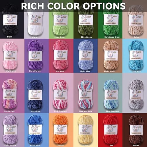 3 Pack Velvet Chenille Yarn for Crocheting and Knitting Beginners,Christmas Green Velvet Plush Fuzzy Fluffy Chenille Yarn for Crochet Blankets/DIY Crafts(Christmas Green) - color: Christmas Green
