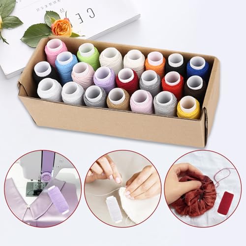 22PCS Elastic Thread for Sewing Machine 0.6mm, 20m Elastic Sewing Thread for Sewing Machine for Shirring,Serger,Overlock Machines Quilting Knitting,Weave,DIY