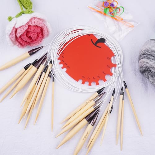 Weabetfu 32inch Bamboo Circular Knitting Needles US Size 5(3.75mm) | Premium Circular Needles Handmade DIY and Any Weave Yarn Projects,Include Knitting Accessories - size: US 5(3.75mm)