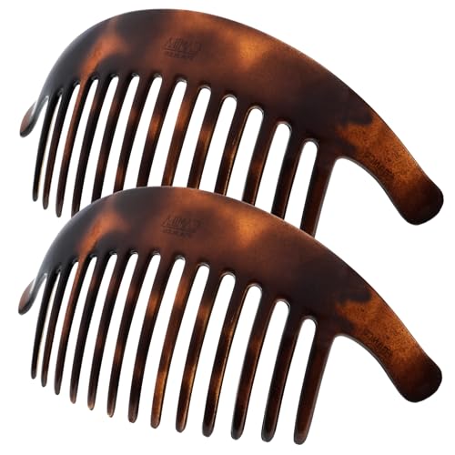 Camila Paris CP2430/2 French Hair Side Combs Tortoise Shell Interlocking Combs French Twist Hair Combs, Strong Hold Hair Clips for Women Bun Chignon Up-Do Styling Girls Hair Accessories Made in France - color: Tortoise Shell